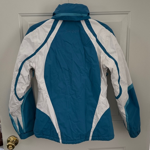 Spyder Women's Teal Blue and White Ski Jacket - Sixe 10 - Large - Picture 9 of 12